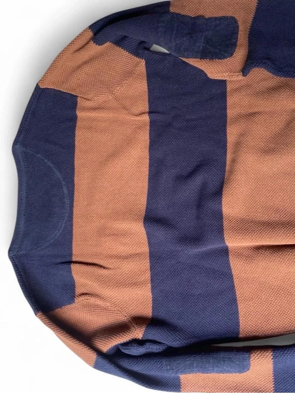 Billabong Navy and Brown Striped Crewneck Sweater